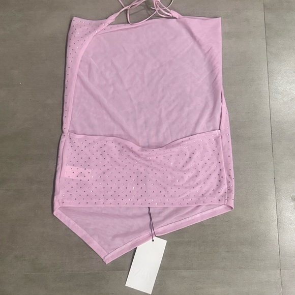 Zara Pink Dotted Sleeveless Blouse - Picture 3 of 4